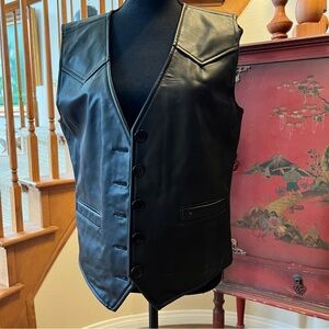Vintage Excelled Leather Vest 80s Button Soft Large Women's Biker Sz M